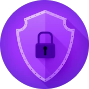 A digital illustration of a shimmering purple shield with a geometric pattern, symbolizing cybersecurity or protection services for online sellers.
