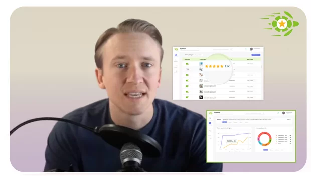 A person giving a presentation or webinar, possibly about improving online sales, analytics, or using a specific software to track performance on Amazon.